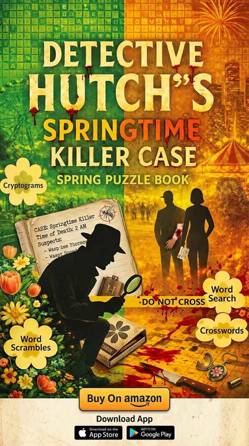 Detective Hutch's Springtime Killer Case puzzle book cover.